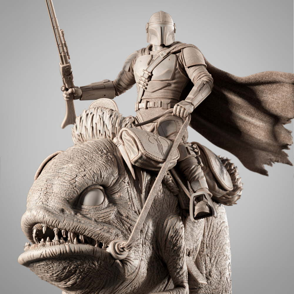 Mandalorian & Blurrg - Sculpture