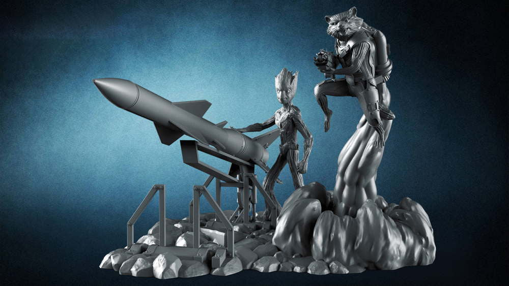Rocket and Groot - (Missile) - Diorama