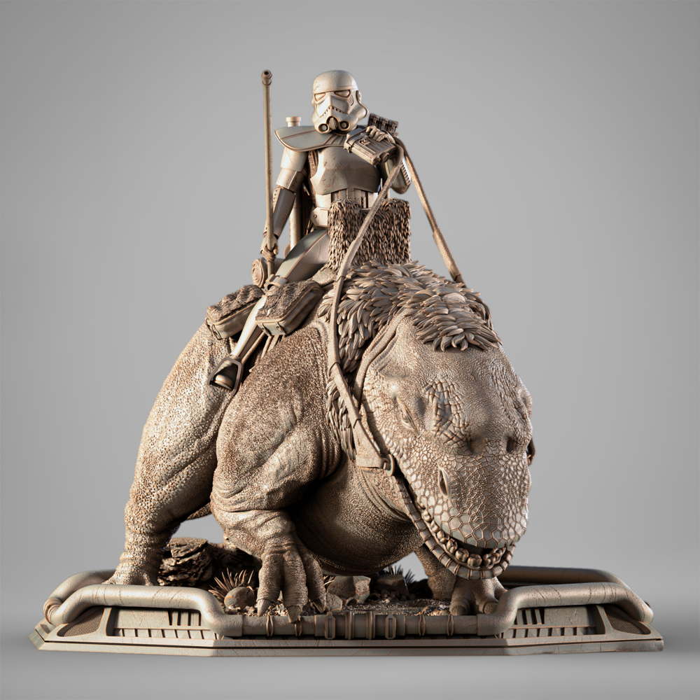 Sand Trooper in Dewback - Sculpture