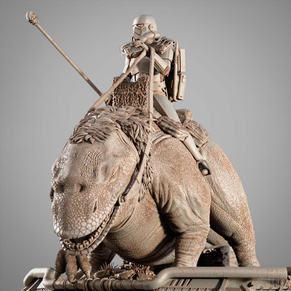 Sand Trooper in Dewback - Sculpture