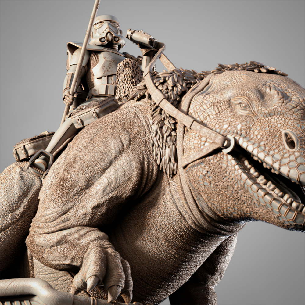 Sand Trooper in Dewback - Sculpture