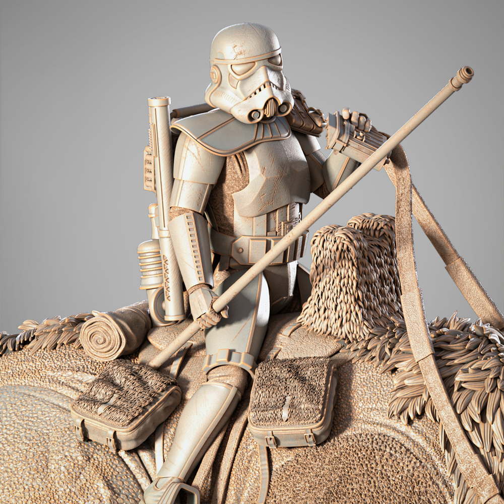 Sand Trooper in Dewback - Sculpture