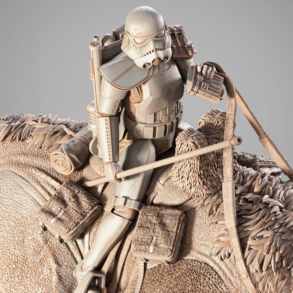 Sand Trooper in Dewback - Sculpture