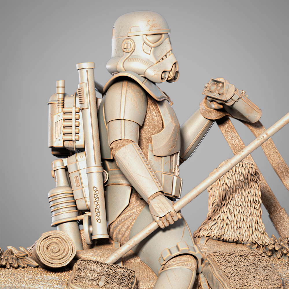 Sand Trooper in Dewback - Sculpture