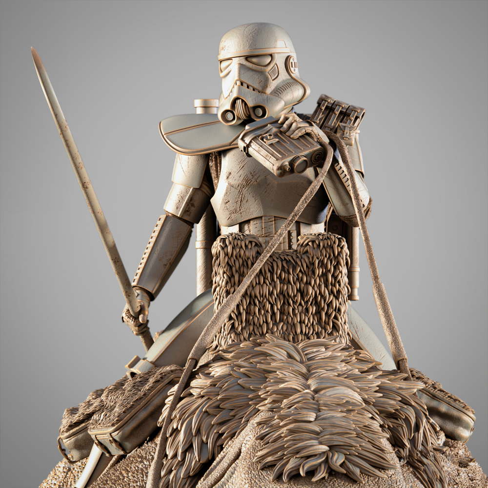 Sand Trooper in Dewback - Sculpture