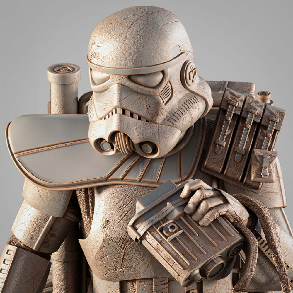 Sand Trooper in Dewback - Sculpture