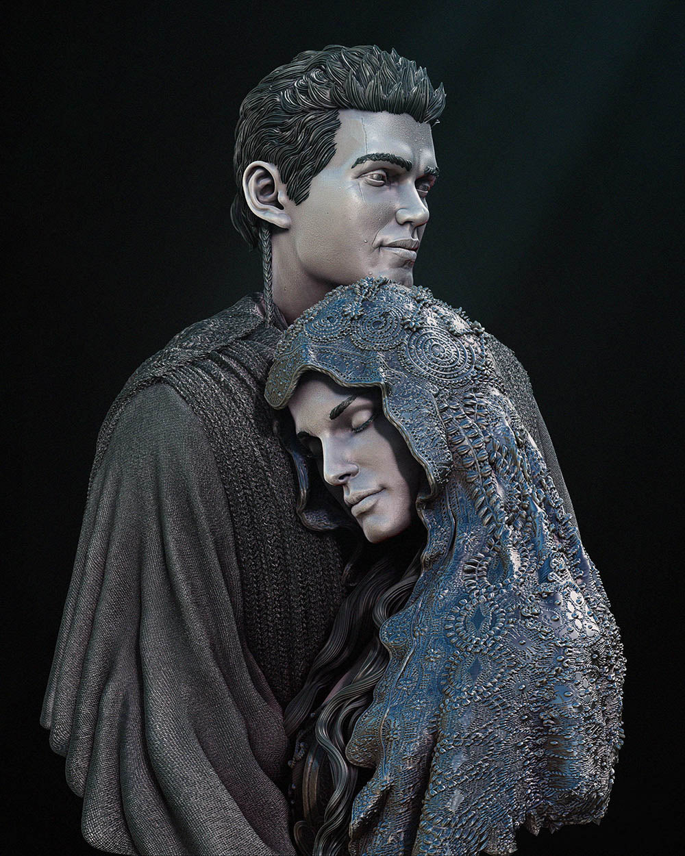 Young Anakin and Padme - Bust Portrait