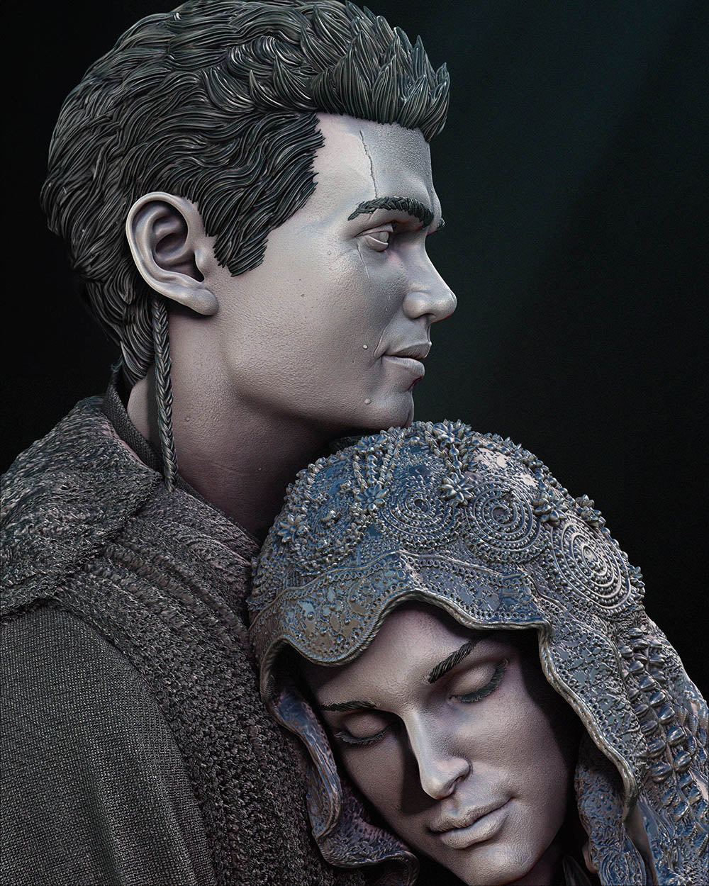 Young Anakin and Padme - Bust Portrait