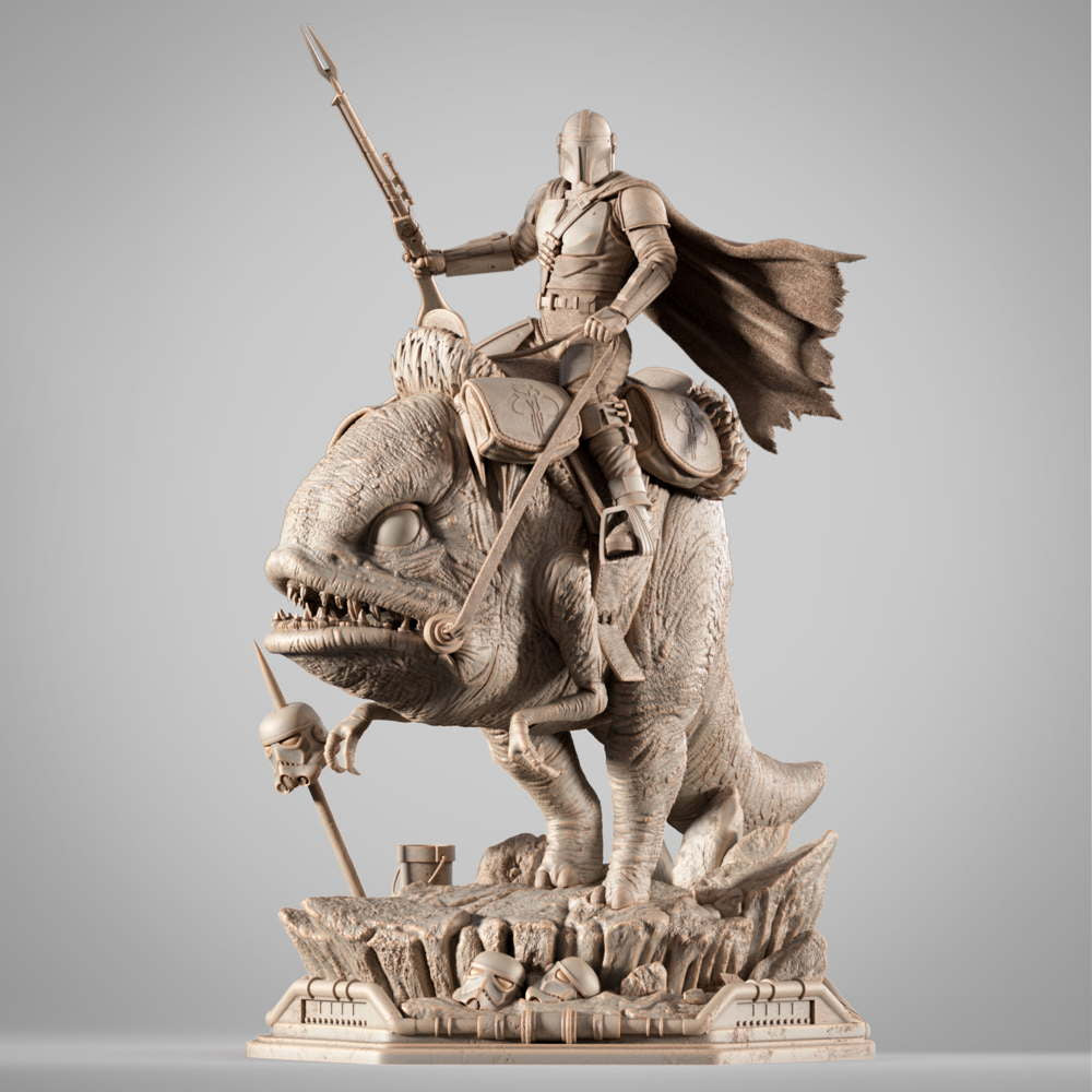 Mandalorian & Blurrg - Sculpture