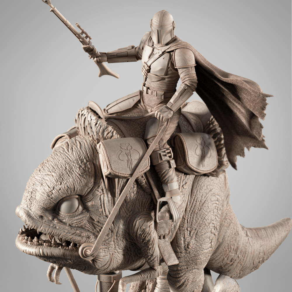 Mandalorian & Blurrg - Sculpture