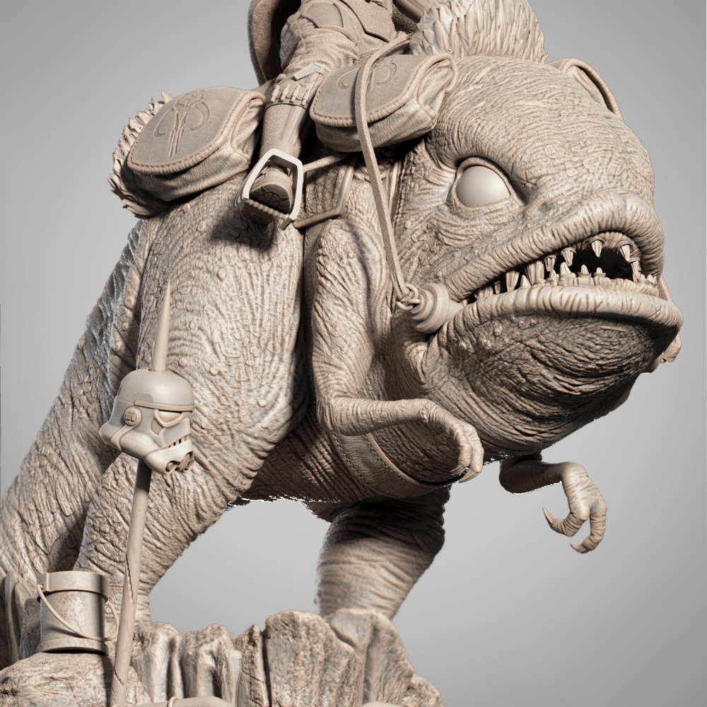 Mandalorian & Blurrg - Sculpture