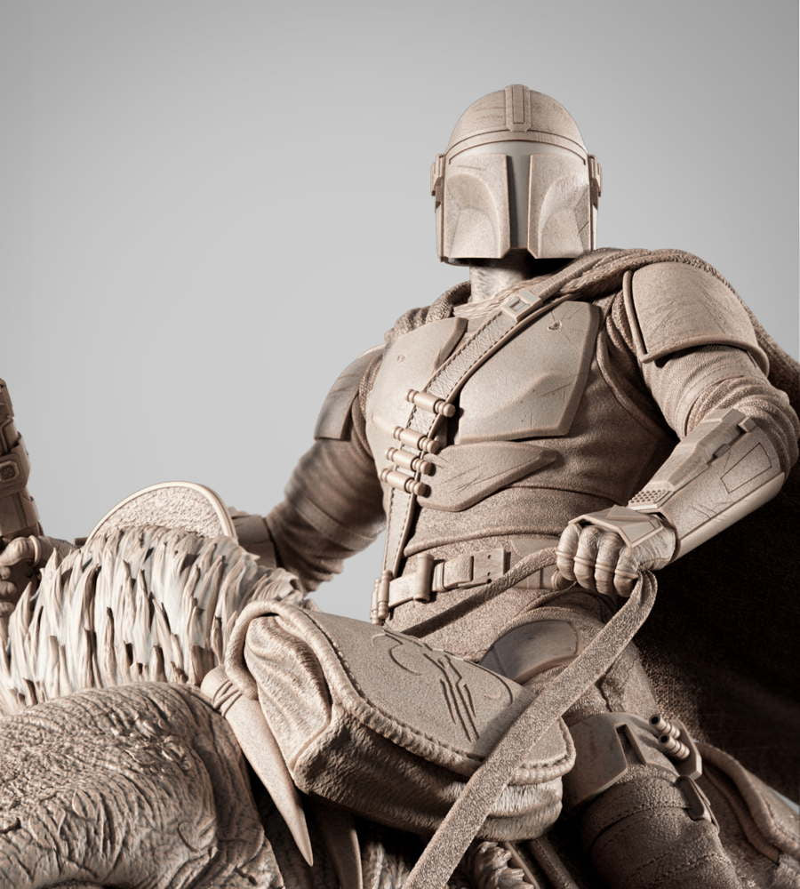 Mandalorian & Blurrg - Sculpture