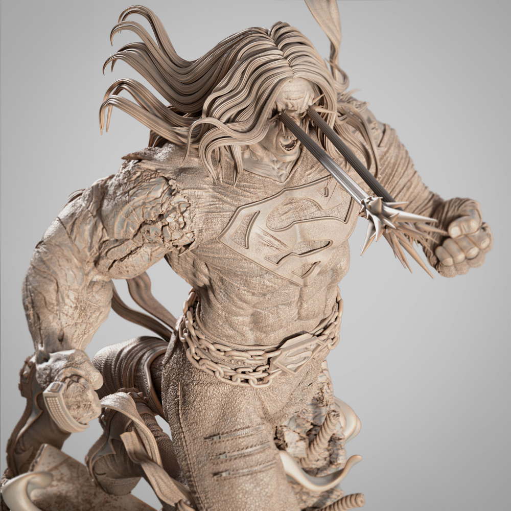 Superman Long Hair Dark Nights - Sculpture