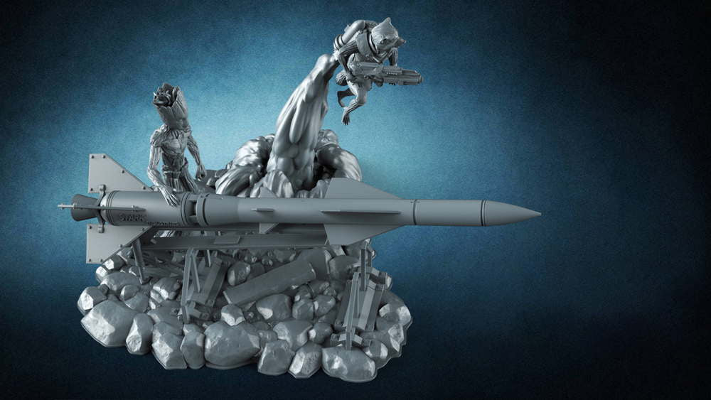 Rocket and Groot - (Missile) - Diorama