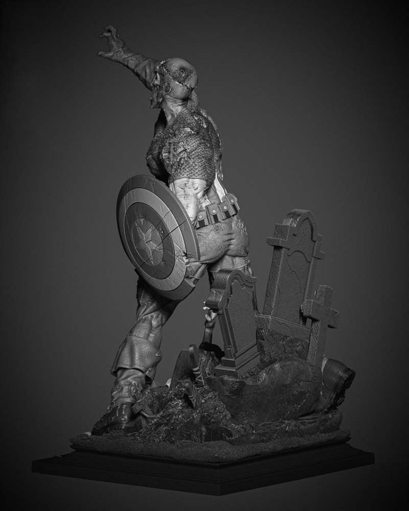 Capitan America Zombie - Sculpture