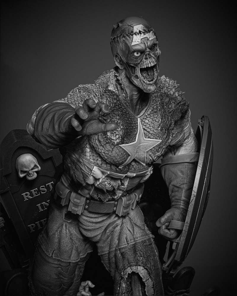 Capitan America Zombie - Sculpture