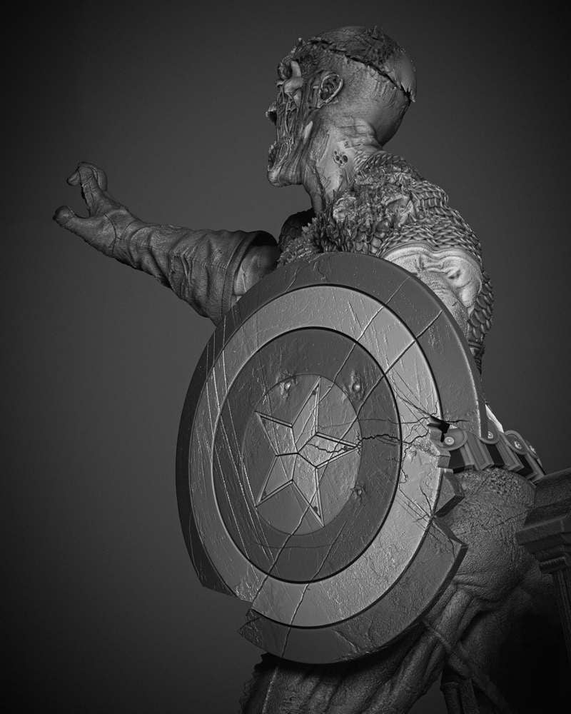 Capitan America Zombie - Sculpture