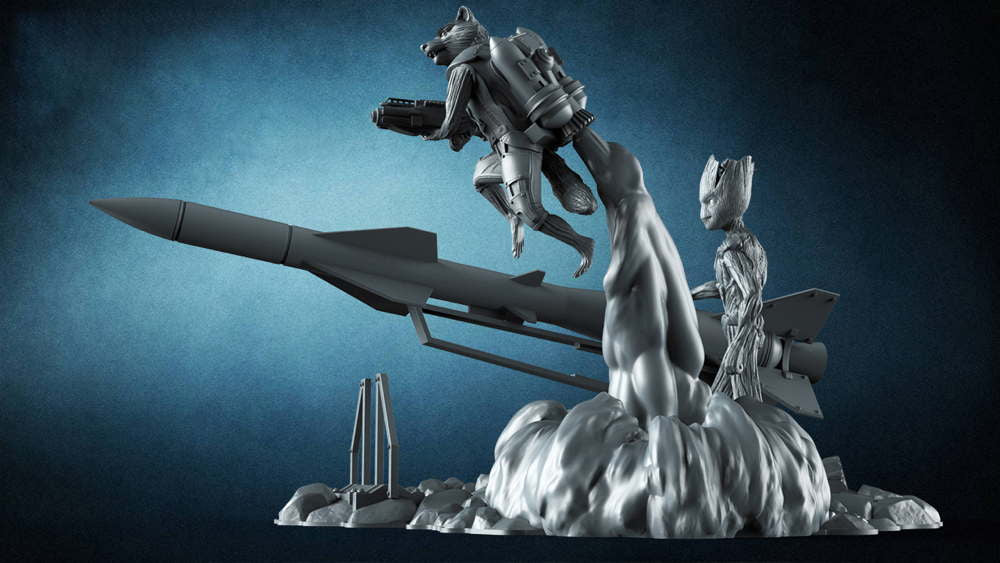 Rocket and Groot - (Missile) - Diorama