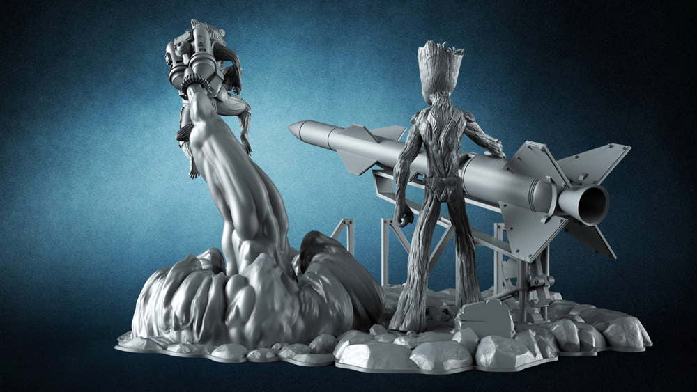 Rocket and Groot - (Missile) - Diorama
