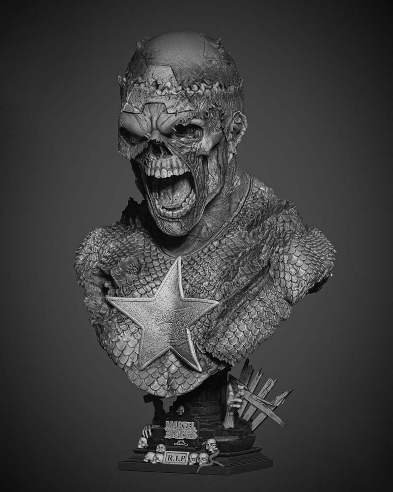 Captain America Zombie - Portrait Bust