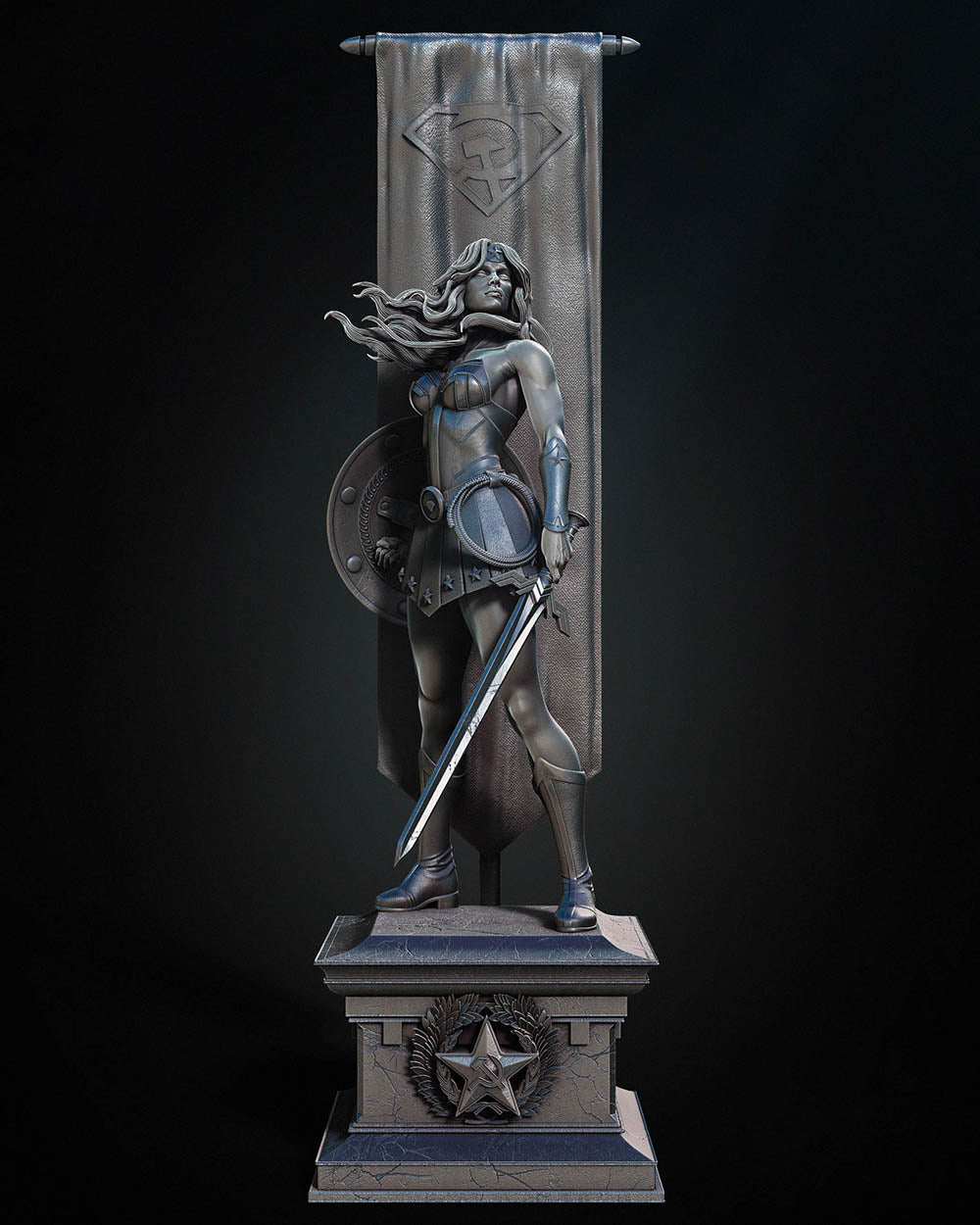 Red Son Wonder Woman - Sculpture