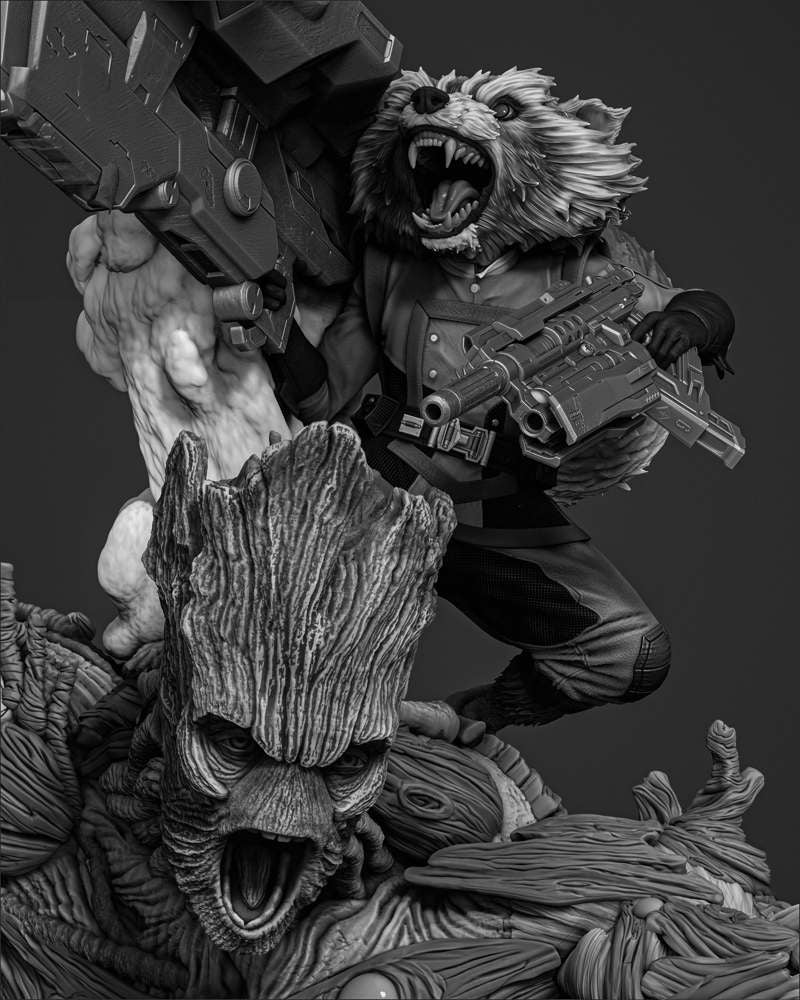 Groot and Rocket - Diorama