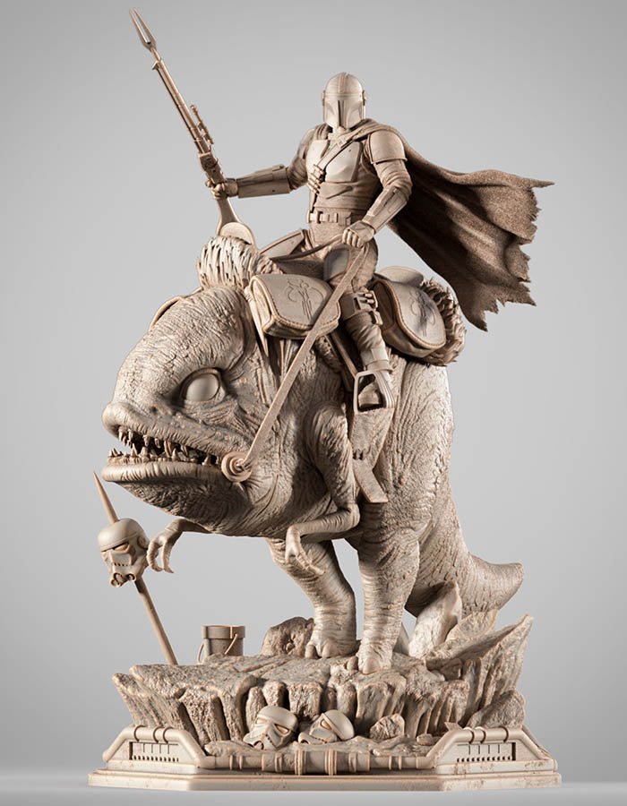 Mandalorian & Blurrg - Sculpture