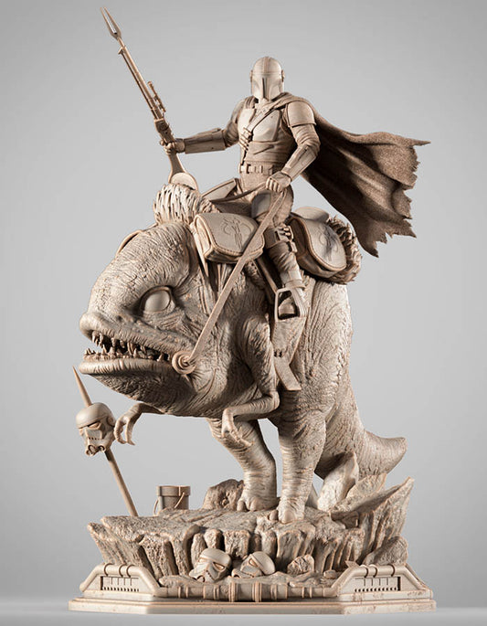 Mandalorian & Blurrg - Sculpture