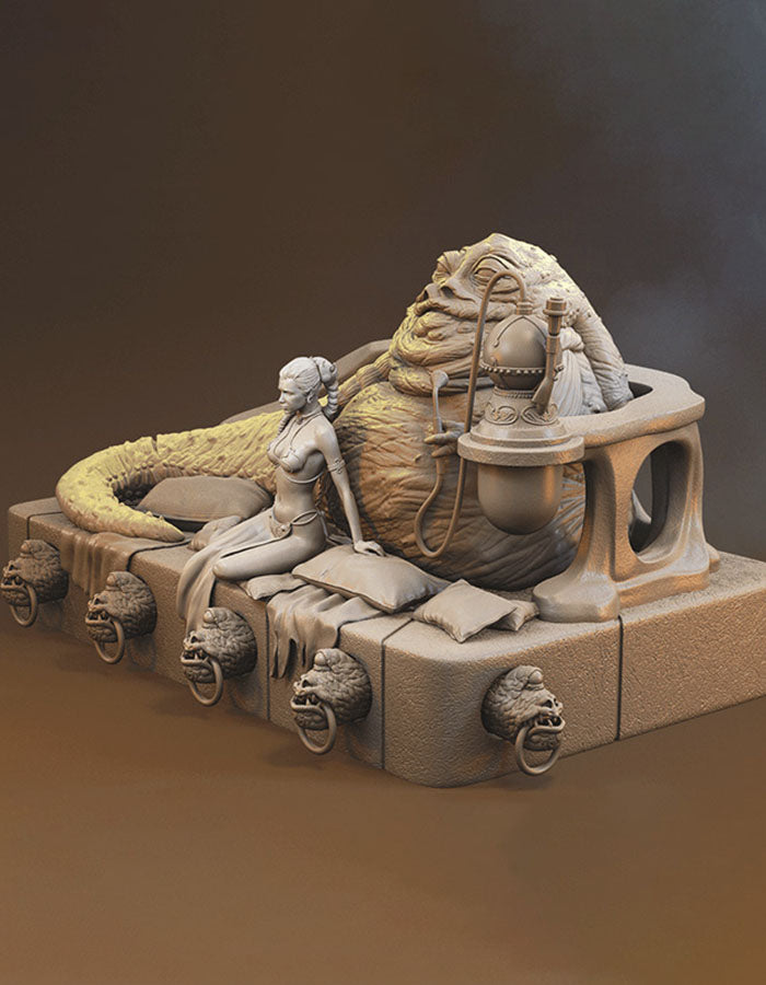 Jabba The Hutt & Leia - Sculpture