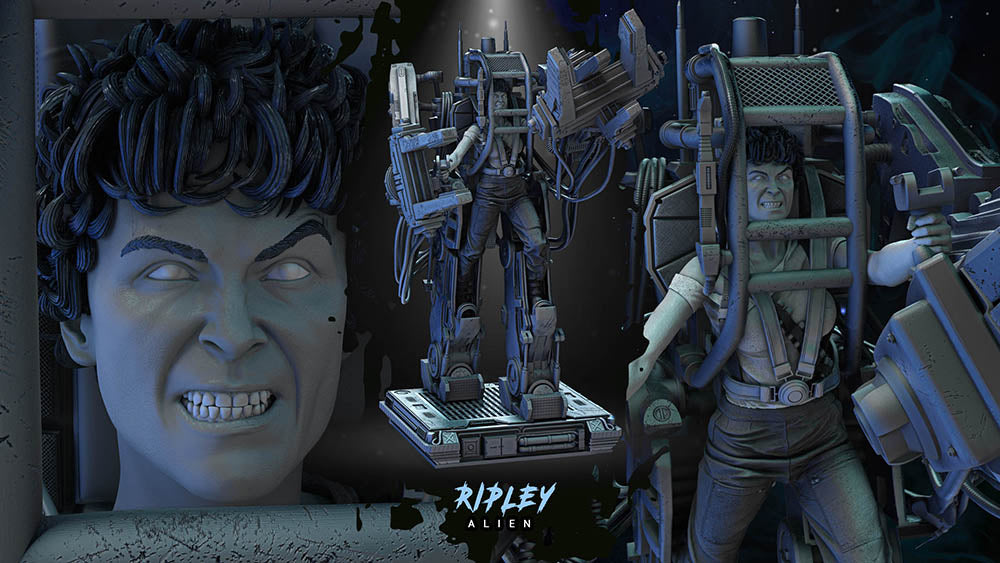 Power Loader and Ripley - Sculpture