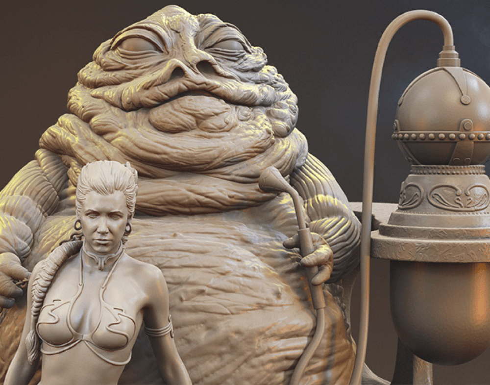 Jabba The Hutt & Leia - Sculpture