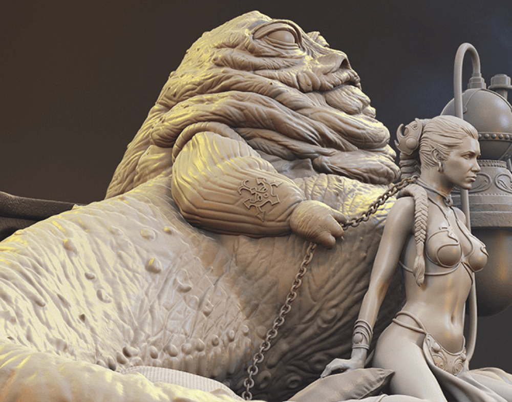 Jabba The Hutt & Leia - Sculpture