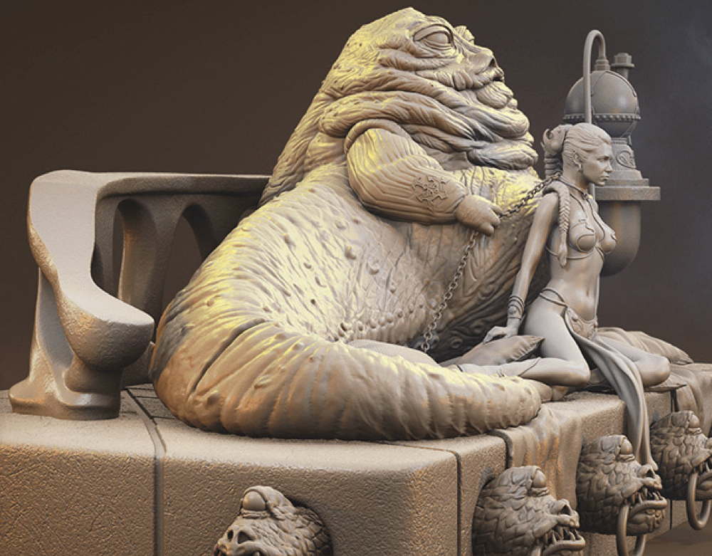 Jabba The Hutt & Leia - Sculpture