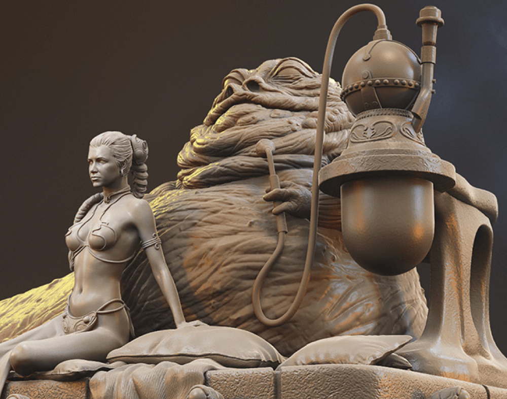 Jabba The Hutt & Leia - Sculpture