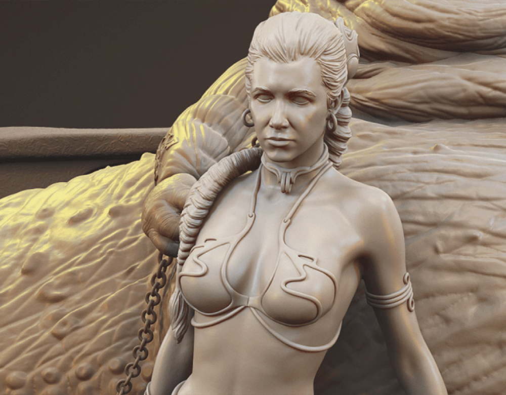 Jabba The Hutt & Leia - Sculpture