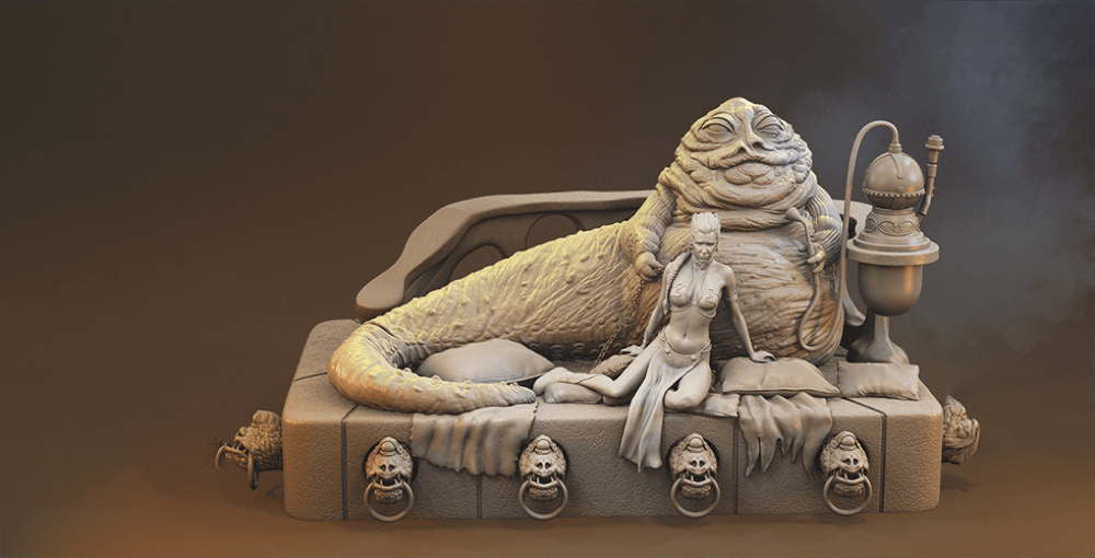 Jabba The Hutt & Leia - Sculpture