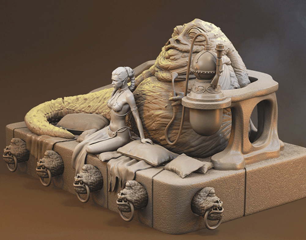 Jabba The Hutt & Leia - Sculpture