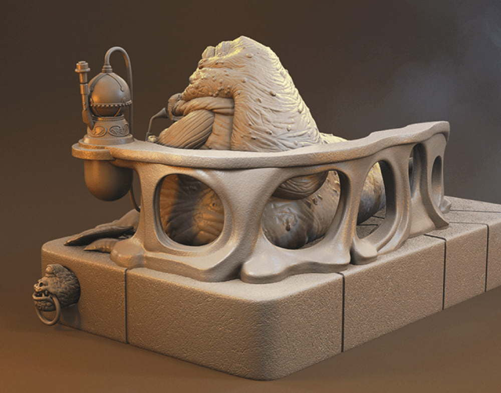 Jabba The Hutt & Leia - Sculpture