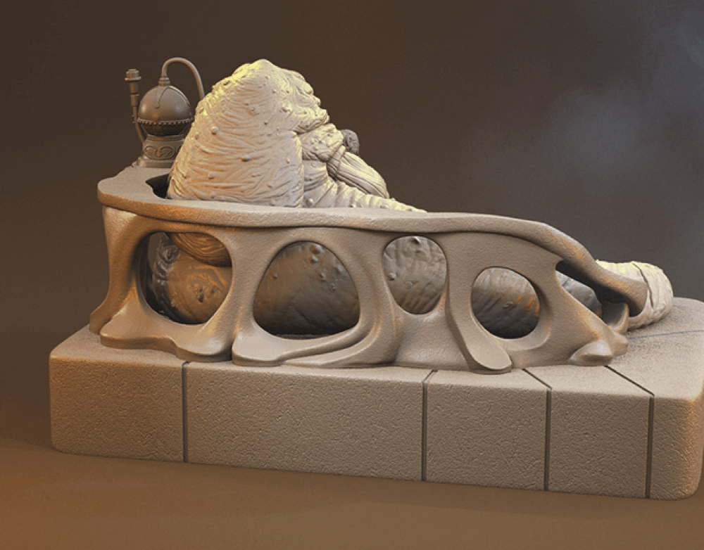 Jabba The Hutt & Leia - Sculpture