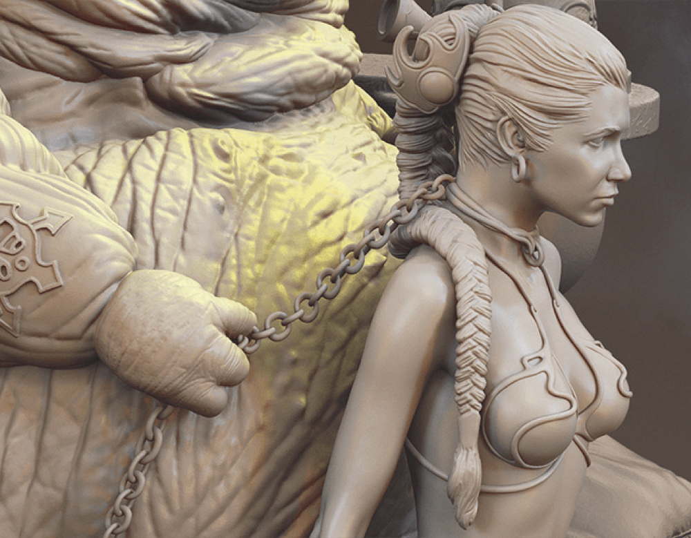 Jabba The Hutt & Leia - Sculpture
