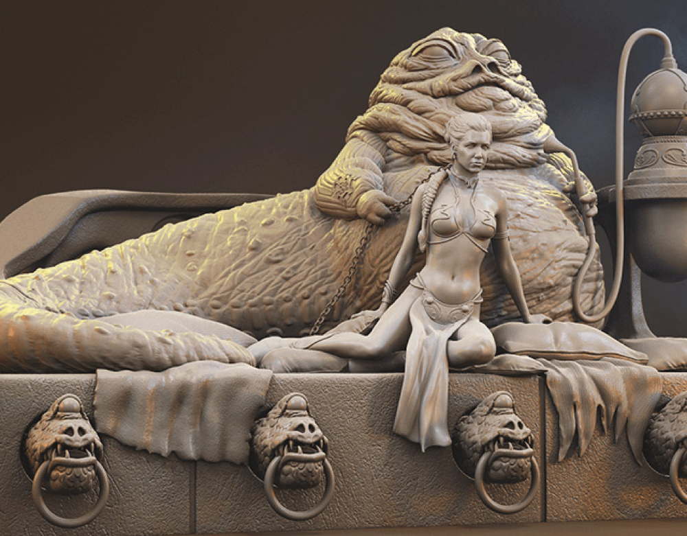 Jabba The Hutt & Leia - Sculpture