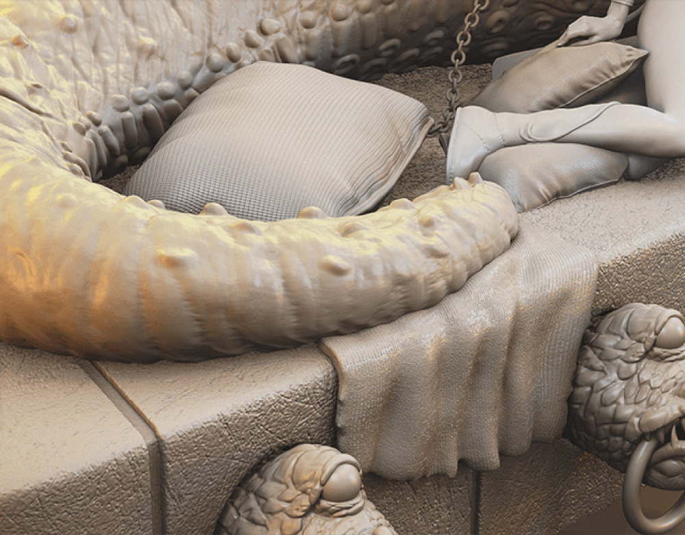 Jabba The Hutt & Leia - Sculpture