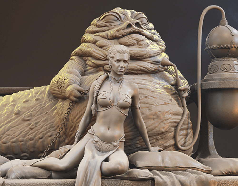 Jabba The Hutt & Leia - Sculpture