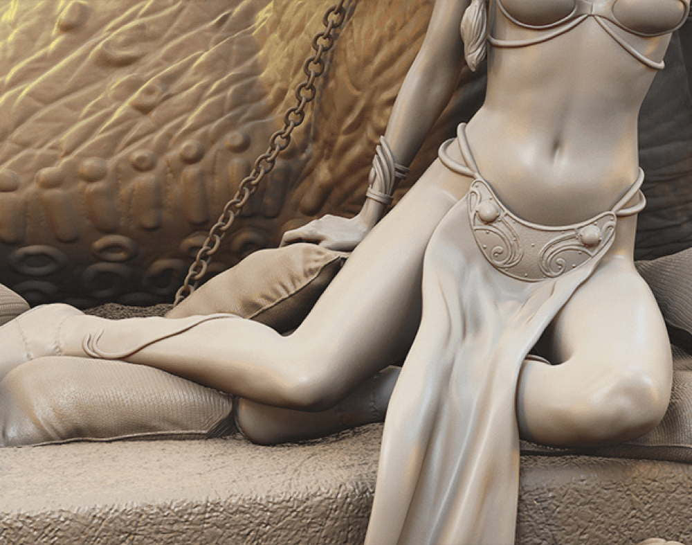 Jabba The Hutt & Leia - Sculpture