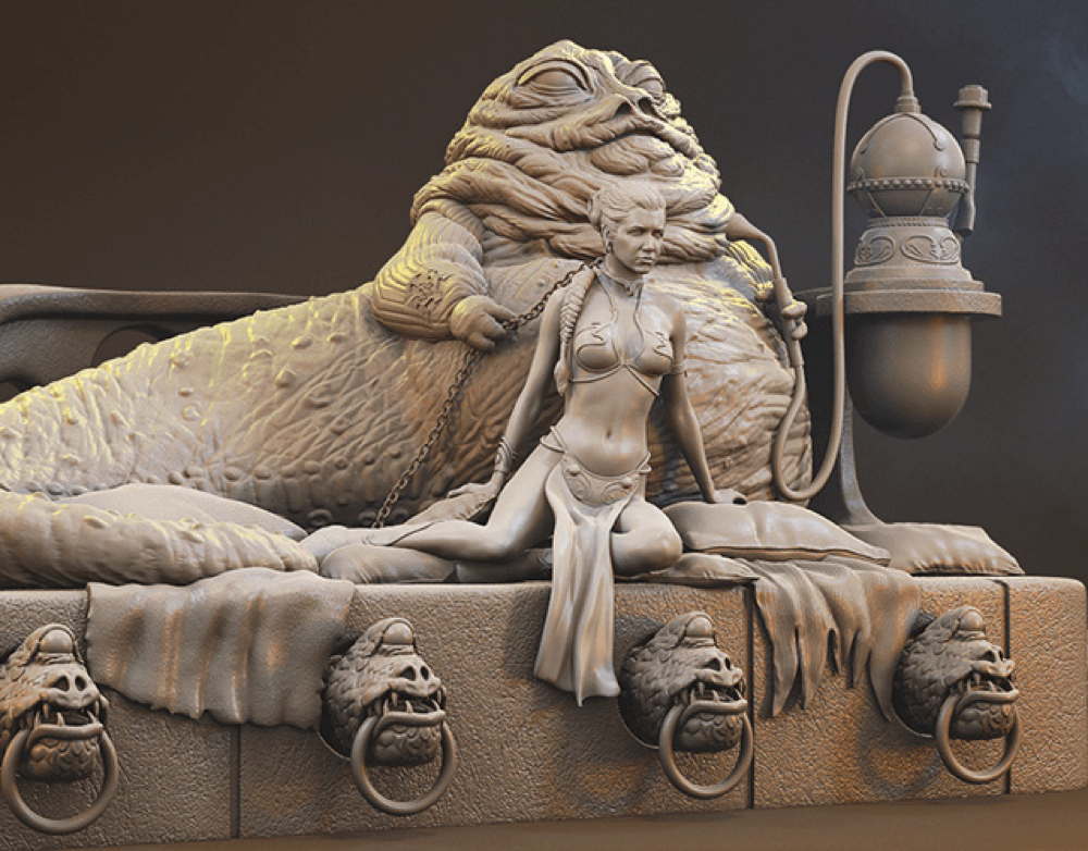 Jabba The Hutt & Leia - Sculpture